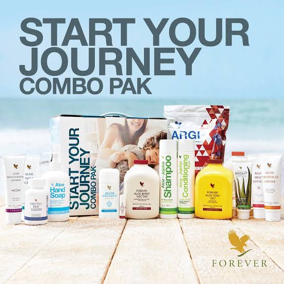 Forever Start Your Journey Combo Pak with aloe gel, shampoo, conditioner, hand soap and skincare essentials